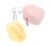 FRCOLOR Monedero de Peluche Pequeño con Llavero Compacto y Portátil, Material de Peluche y Metal, Adecuado para Organizar Monedas y Llaves, Set de 2 Piezas para Niña