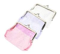FRCOLOR Monedero Pequeño Transparente Purpurina Brillante, Set de 3 Piezas (, Morado, Rosa), Bolsa Portátil para Niñas, Adecuado para Viajes y Uso Diario