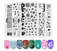 FRCOLOR Navidad Nail Art Stamp Stamping Template Placas de Imagen Navidad Diy Holiday Manicura Decoración Rhinestone para Diseño de Uñas Salón de Bricolaje