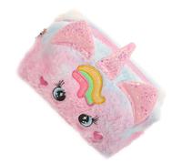 FRCOLOR Neceser de Cosméticos de Peluche Diseño de Unicornio, Organizador Ligero para Maquillaje y Accesorios de Viaje, Adecuado para Adolescentes y Mujeres, Almacenamiento Espacioso y Cóm