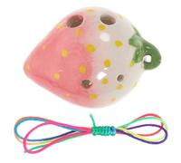 FRCOLOR Ocarina de Cerámica de 6 Agujeros en Do Diseño de Fresa Rosa y Color Claro, Instrumento Musical Portátil para Principiantes, Sonido Nítido y Práctica para Niños