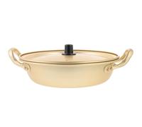 FRCOLOR Olla para Cocinar Fideos Ramen Coreanos de Aleación de Aluminio Dorada, Resistente Oxidación y Fácil de Limpiar, Adecuado para Picnics y Cenas
