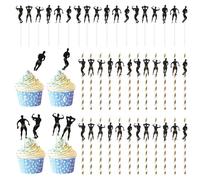 FRCOLOR Pajitas de Papel para Beber Adornos Culturistas Masculinos, 12 Unidades Doradas, Decoración para Fiestas de Despedida de Soltero y Eventos Deportivos