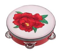 FRCOLOR Pandereta de Mano con Bordado Floral Instrumento de Percusión de Lado para Música y Entretenimiento