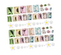 FRCOLOR Paquete De 5 Gemas para Uñas con Perlas y Rhinestones Adornos Flor Margarita con Fondo Puntiagudo para Decoración de Uñas DIY Colores Azul Rosa Amarillo Verde y Dorado