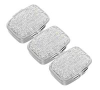 FRCOLOR Pastillero Pequeño Portátil de Metal Blanco 2 Compartimentos y Decoración de Gemas de Imitación, Organizador de Medicamentos y Porta Vitaminas de Bolsillo para Viajes y