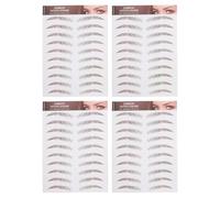 FRCOLOR Pegatinas para Cejas 6d de Imitación Marrón Resistentes al Agua Aplicación Fácil, 4 Piezas de Papel de Transferencia para Cejas Forma Arqueada para Mujer