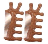 FRCOLOR Peine de Masaje de Sándalo Natural 2 Piezas Masajeador Multiusos para Cuero Cabelludo y Rostro Cuidado Facial y Capilar Relajación y Alivio Área Ocular