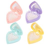 FRCOLOR Peine De Masaje Portátil Cepillo De Viaje Con Espejo Corazón Plegable Lindo