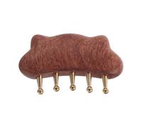 FRCOLOR Peine Masajeador de Madera y Latón con Cinco Dientes Redondeados para Masaje Facial y Capilar en Casa, Diseño Ergonómico para Cuidado Delicado
