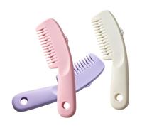 FRCOLOR Peine para Cortar el Cabello Flequillo 3 Piezas Set Profesional para Cortes Finos en Casa Colores, Rosa y Marfil, Herramienta Peluquería Peine Alisador y Tijeras para Peinar