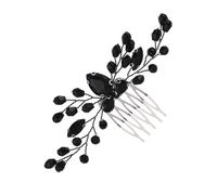 FRCOLOR Peinetas Laterales Negras de Cristal para Novia, Accesorio Cabello Circonitas, Tocado Ligero y Delicado para Bodas y Fiestas, Adorno Elegante para Damas de Honor