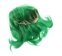 FRCOLOR Peluca Corta Verde para Niña Bufanda, Diseño Bob Estilizado de Cosplay para Disfraces y Halloween, Hecha de Seda Resistente y Tejido Fino