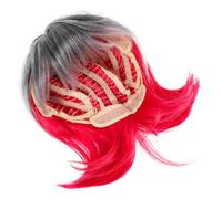 FRCOLOR Peluca Degradada De Colores Negro Gris Morado Para Mujer Peluca Bob Corta Flequillo Para Fiesta De Disfraces y Cosplay