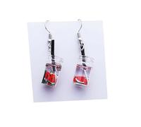 FRCOLOR Pendientes Colgantes Creativos Para Mujer Con Diseño De Fruta Roja Gotas Divertidas De Sandía Accesorios Elegantes y Originales Para Uso Diario y Fiesta