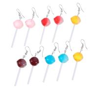 FRCOLOR Pendientes Colgantes Mujer Forma De Piruleta Candy Coloridos, Plástico Ligero, 5 Pares Multicolor, Accesorios Para Fiesta y Uso Diario, Diseño Juvenil y Divertido