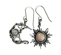 FRCOLOR Pendientes Colgantes Retro De Sol y Luna Asimétricos, Aleación Metálica, Para Mujer, Estilo Bohemio Diario y Fiestas, Diseño Vintage Único, Tamaño Mediano