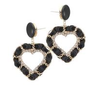 FRCOLOR Pendientes De Amor Pendientes Negros Para Mujer De Aguamarina De Corazón Con Estrella Para Niña Rectangulares De Cristal Grueso