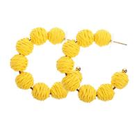 FRCOLOR Pendientes De Bolas De Rafia Estilo Bohemio Pendientes Colgantes De Rafia Para Mujer Para Verano y Playa