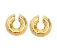 FRCOLOR Pendientes De Clip De Acero Inoxidable Huecos, Pendientes De Presión Para Mujer, Diseño Llamativo, Color Dorado Liso, Sin Perforación, Para Fiesta y Uso Diario, Tamaño Medio