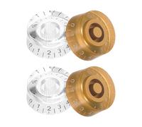 FRCOLOR Perillas para Guitarra Eléctrica 4 Piezas Control Volumen y Tono Barril Recto 18 Dientes Plástico Duradero Color Dorado y Negro Transparente para Accesorios de Guitarra