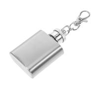 FRCOLOR Petaca Portátil de Acero Inoxidable 30 Ml, Frasco Pequeño Cuadrado para Aceites Esenciales y Bebidas, Llavero para Uso al Aire Libre y Camping, Contenedor Metálico Resistente