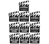 FRCOLOR Pin de Claqueta de Cine de Aleación 10 Unidades Diseño Clásico Negro Accesorio Versátil para Festival de Cine y Regalos para Fans del Cine
