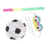 FRCOLOR Piñata de Fútbol 3 Piezas para Fiesta Infantil, con Pelota de Fútbol Colgante, Palo para Golpear y Antifaz, Decoración para Cumpleaños y Juegos Divertidos