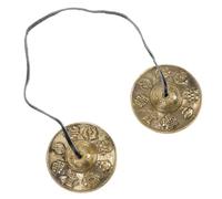 FRCOLOR Platillos de Mano de Cobre para con Correas Instrumento de Percusión Ritual con Patrones Auspiciosos para Adultos Sonido Claro y Tono para Performance y Bendiciones