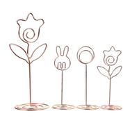 FRCOLOR Porta Tarjetas de Mesa para Bodas y Fiestas, Clip para Notas en Aleación de Aluminio Base en Espiral, Pack de 4 Unidades para Escritorio y Eventos