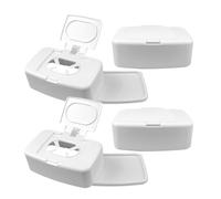 FRCOLOR Porta Toallitas de Blanco de Plástico Pp, Caja de Pañuelos Tapa para Conservar Toallitas, Paquete de 4 Unidades para Habitación de o Comedor