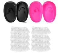 FRCOLOR Protectores Auditivos de Silicona para Tinte de Cabello 2 Pares Tamaño para Hombres y Mujeres Protección contra Agua Ducha Baño Cubierta Transparente Elástica Ajustable