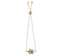 FRCOLOR Pulsera Ajustable de Tortuga para Mujer Cadena de Eslabones con Circonita Dorada Joyería Temática Oceánica para Parejas y