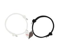 FRCOLOR Pulsera Ajustable para Parejas de Mujer 1 Par Piedra del Deseo en Cuerda Negra y, Joyería Magnética para San Valentín y Amistad, Accesorio de Muñeca Unisex