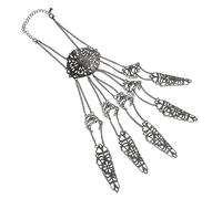 FRCOLOR Pulsera Clavos brazalete de los dedos uña accesorios goticos mujer accesorios góticos de cadena de dedo accesorios punk joyas de cadenas de Metal Negro