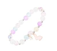 FRCOLOR Pulsera De Cuentas Dije De Conejito Para Niñas, Brazalete Colorido De Cuentas De Cristal, Accesorio Ajustable, Obsequio Infantil Para Fiestas y Cumpleaños