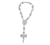 FRCOLOR Pulsera De Viento Del Océano Cadena De Muñeca De Metal Pulsera De Rosario De Metal Pulsera De Rosario Para Mujer Cadena De Muñeca Con Colgante De Cruz Silver Aleación
