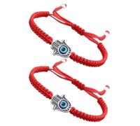 FRCOLOR Pulsera Trenzada Ajustable de Cuerda Roja Amuleto de Ojo Malvado, 2 Piezas Hechas a Mano para Protección y Estilo, Pulseras de Hilo para Mujer, Accesorio Antienergía Negativa
