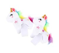 FRCOLOR Pulseras De Peluche Unicornio Para Niños y Niñas, Tamaño Mediano, Material De Algodón Pp y Felpa Blanca, Diseños Cómodos y Suaves, Uso Para Fiestas y Cumpleaños, Pack De 2 Unidades