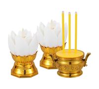 FRCOLOR Quemador de Incienso Electrónico LED Lámpara de Flor de Loto de Color Claro, Luz Nocturna LED Decorativa sin Llama, Juego 2 Piezas para Rituales Budistas y Meditación, Iluminación