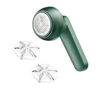 FRCOLOR Quitapelusas Eléctrico Portátil Recargable USB para Ropa y Suéteres Color Verde 2 Cuchillas de Repuesto Herramienta Práctica para Eliminar Bolitas y Pelusa Casa y Viaje