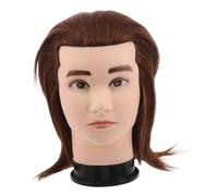 FRCOLOR Real Hair Male Mannequin Head para Barbería y Cosmetología Modelo de Entrenamiento con Cabello Natural para Corte y Trenzado Profesional