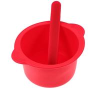 FRCOLOR Recipiente de Silicona Rojo para Calentador de Cera 400 Ml con Varilla Mezcladora, Cuenco Resistente al Calor para Depilación Facial y Corporal, Forro Reutilizable