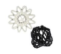 FRCOLOR Redecilla de Crochet con Pedrería para Moño de Ballet 2 Piezas Talla Única Funda Elástica para Baile Niñas Bailarinas Presentaciones Blanca y Negra