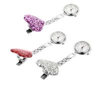 FRCOLOR Reloj De Enfermera Colgante Corazón, Aleación Resistente, Cuarzo Preciso, Clip Seguro, para Profesionales De Salud, Uso Diario, 3 Piezas Colores Aleatorios