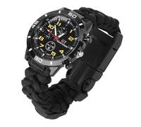FRCOLOR Reloj de montañismo al aire libre con brújula y termómetro trenzado Paracord multifuncional, reloj de pulsera para senderismo, camping, correr, color negro