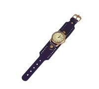 FRCOLOR Reloj de Pulsera Movimiento de Cuarzo Preciso Estilo Retro Romano Correa de Cuero Auténtico Azul Casual y Elegante Mujer para Uso Diario y Ocasiones Obsequios
