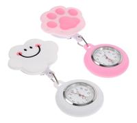 FRCOLOR Relojes de Bolsillo Digitales para Enfermera Clip Extensible y Silicona Suave, 2 Piezas para Personal Médico, Diseño Retráctil, Colores Blanco Nube y Rosa Gato, Tamaño Compacto