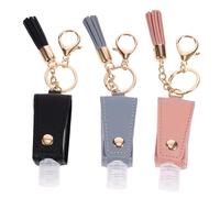 FRCOLOR Set de 3 Botellas de Loción de Viaje Rellenable de 30 Ml Llavero con Borla, Material Plástico y Pu para Llevar en Viajes y Uso Diario