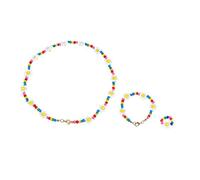 FRCOLOR Set De 3 Collar Anillo y Pulsera De Cuentas Acrílicas Diseño De Cuentas Coloridas y Duradero Para Niños